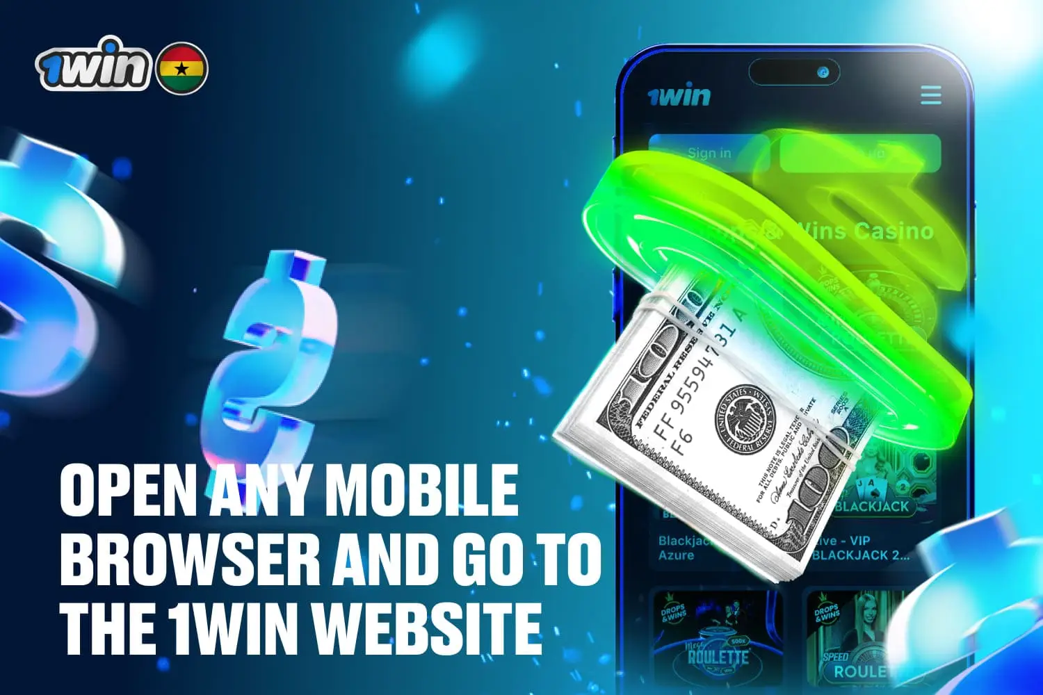 illustrates step in 1win app for android installation process - visiting a 1win website in a mobile interface