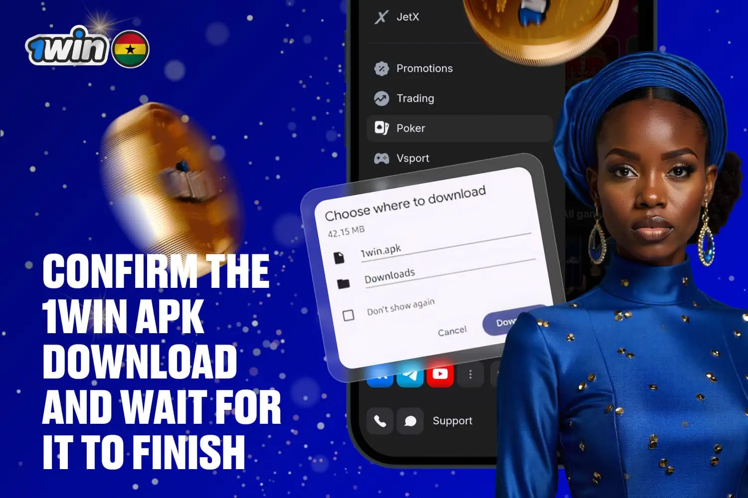 shows download confirmation window with typical for android devices interface