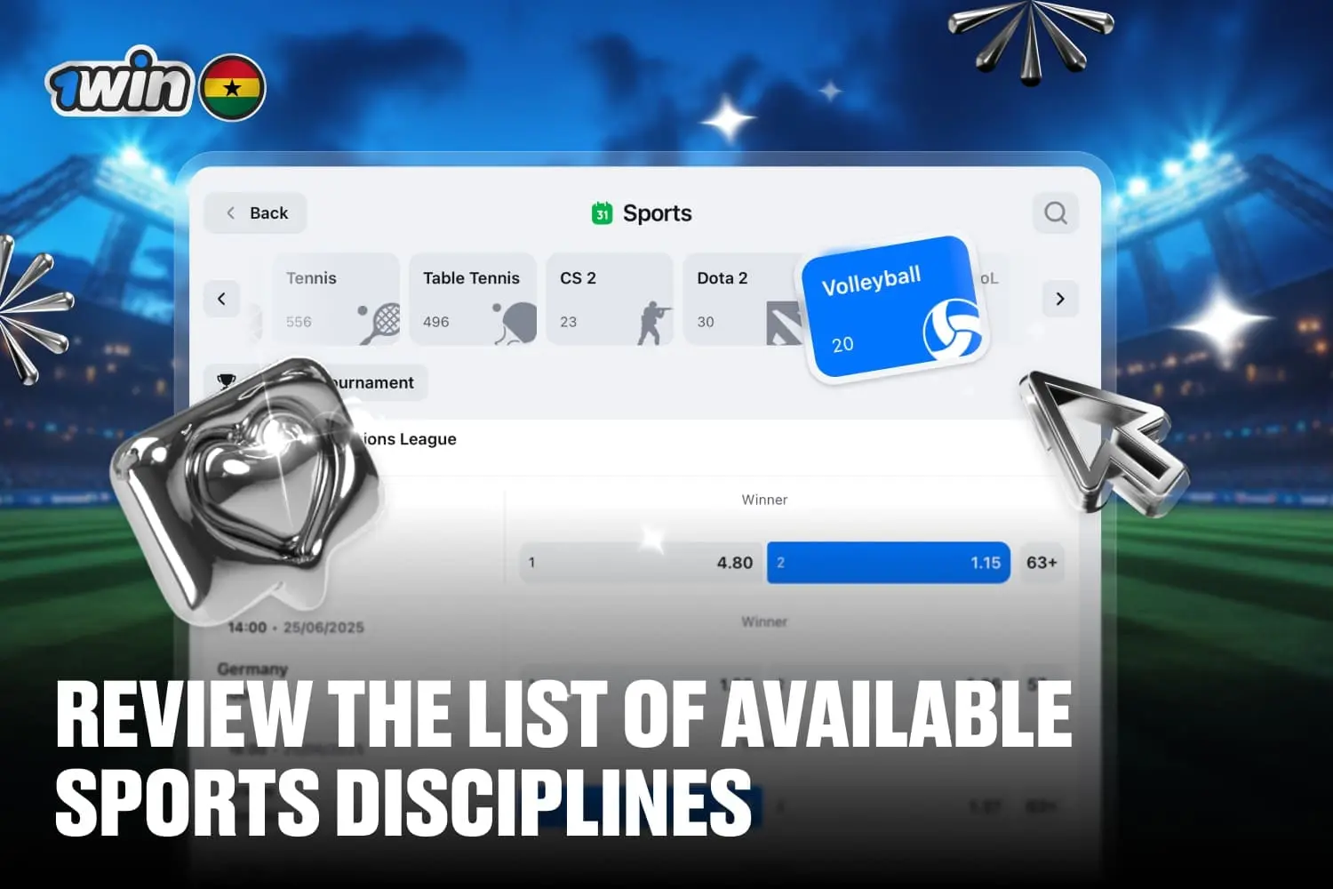 review the list of available sports and events for them